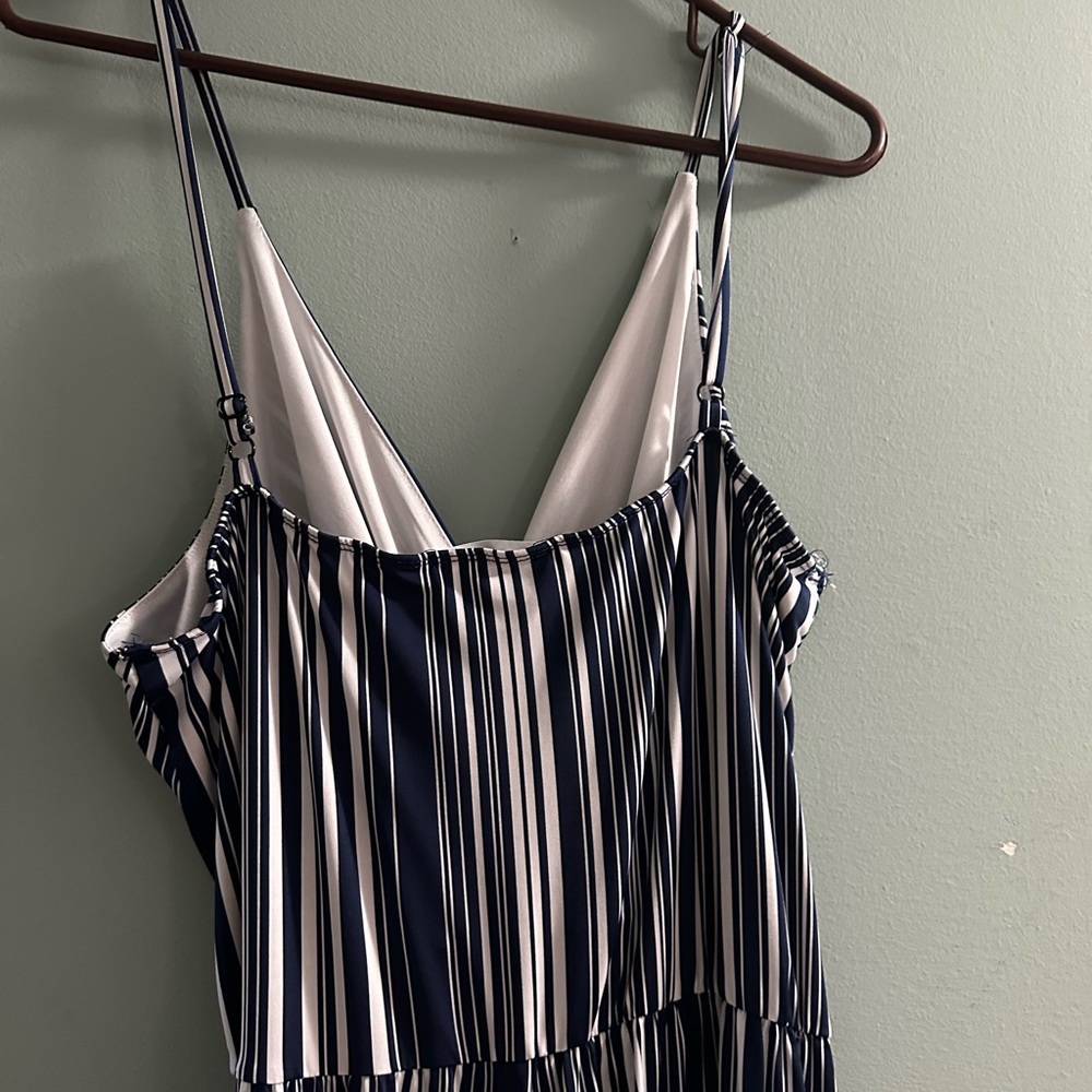 Kaileigh Blue and White Striped Jumpsuit - Picture 2 of 3